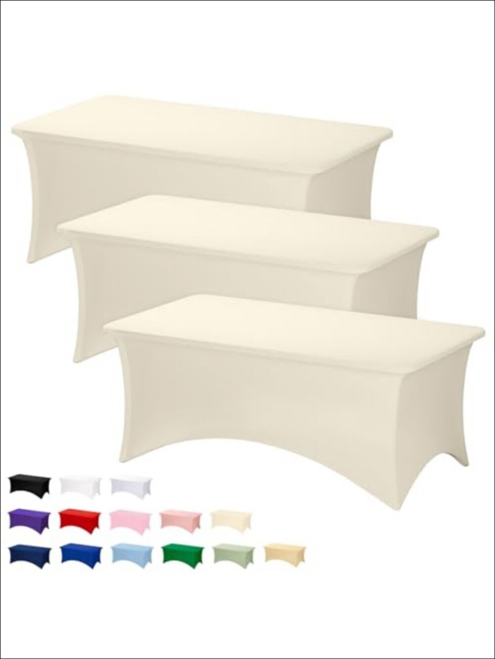 3 Pack 6FT Spandex Fitted Tablecloth Rectangle Table Cover Stretch